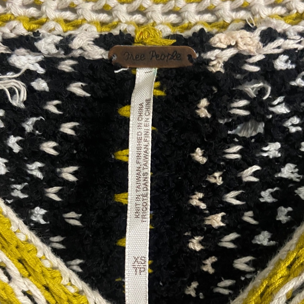 Free People Black, White & Gold Striped Crewneck Sweater - Picture 2 of 5